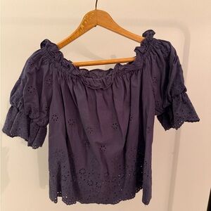 Very J Blue Eyelet Blouse